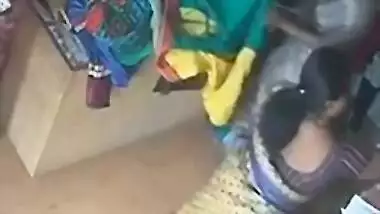 Satin silk saree aunty in shop