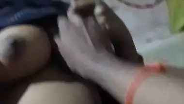 Husband pressing wife boob before sex at home viral MMS