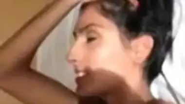 Cute girl taking cumshot on body