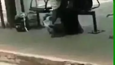 Public Bus stand handjob sex of Muslim aunty to stranger