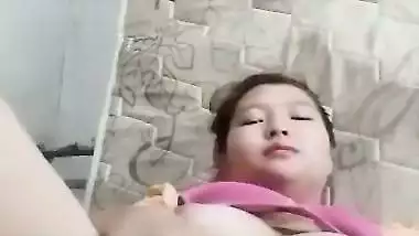 Nepali girl masturbating using big cucumber