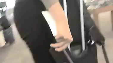 Candid coworker ass walking in tight pants