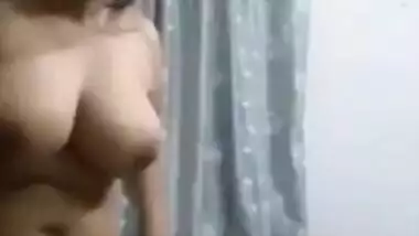 Super sexy hot desi horny bhabhi removing bra and panty and showing very big and tight milky boobs and hard nipples and big round ass latest video